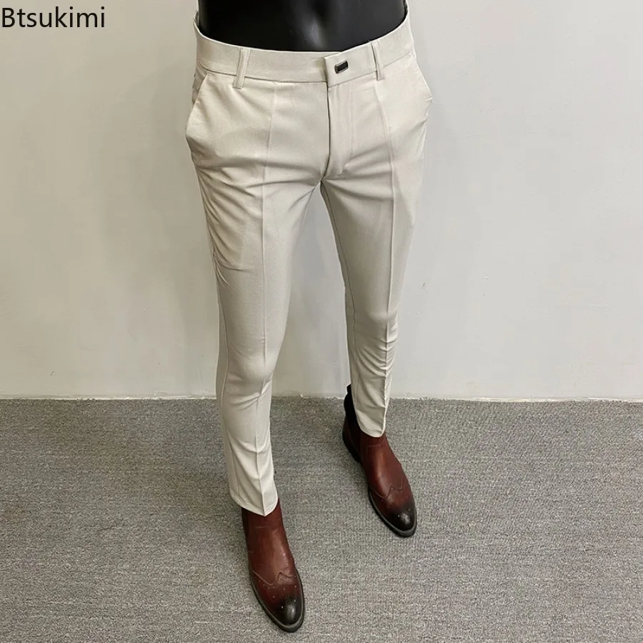 2026 Men Suit Pants Stretch Slim Casual Business Dress Pants Korean Simple Formal Trouser Fashion Men Clothing Pantalones Hombre