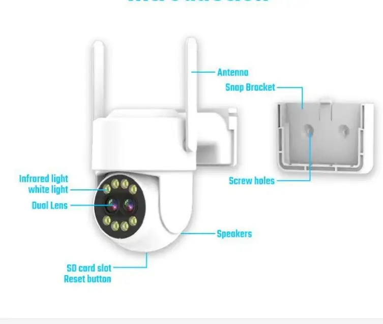 4MP  iCsee APP  Dual Lens Wireless  PTZ  IP Dome Camera AI Humanoid Detection Full Color CCTV Intercom Baby Monitor