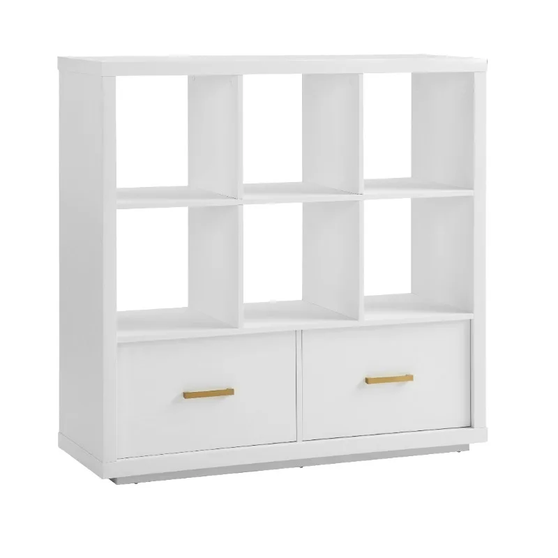 Steele 6 Cube Storage Bookcase, White Finish,Easy to assemble,Two large drawers allow you to store things out-of-sight