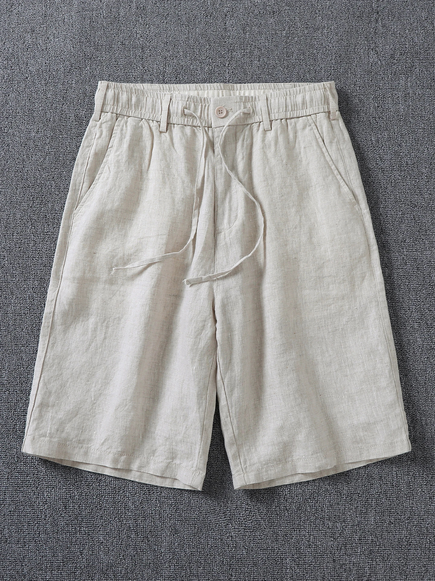 

Casual Linen Men's Shorts Straight Leg Trendy Loose Fit Comfortable Breathable Spring Summer Pants mid Waist Zipper Closure