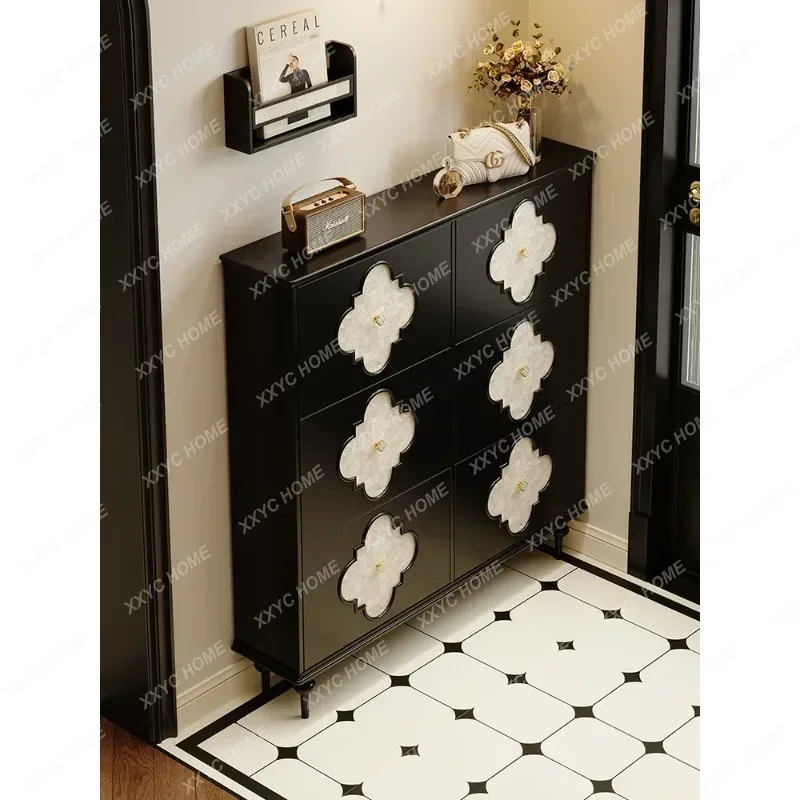 AASolid Wood Ultra-Thin Household Indoor And Outdoor Doorway Large Capacity Entryway Shoe Rack