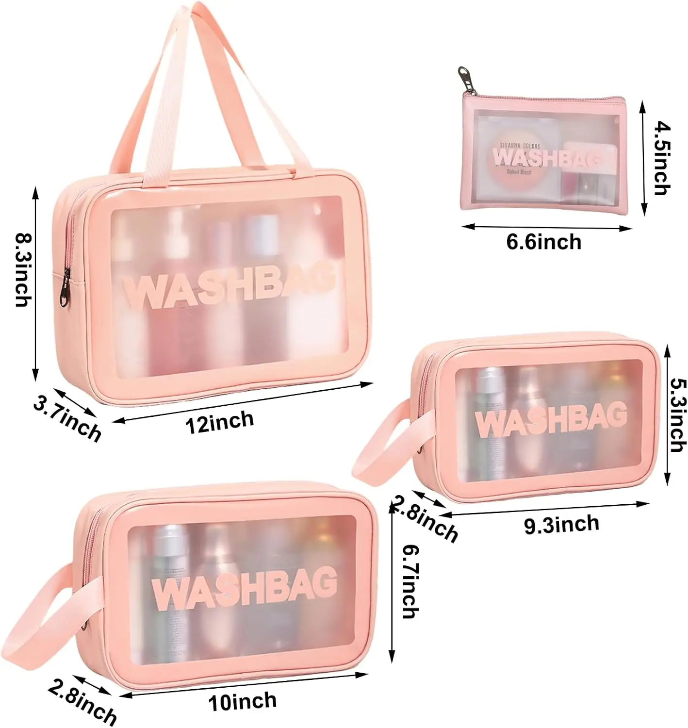 Portable Toiletry Bag with Handle Translucent Waterproof Travel Make Up Bags for Women Large Capacity Cosmetic Bag Travel Bag