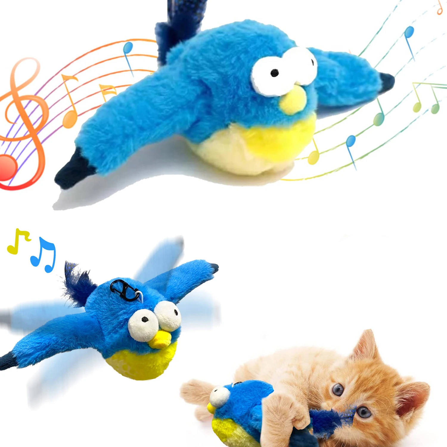 Cat Toy Interactive Flying Bird Cat Toy (with Catnip) Toy Flapping Bird Cat Toy Flying Interactive Flapping Chirping Bird