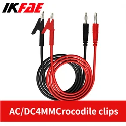 2pcs Red and Black Silicone Wire Regulated Power Supply Cable 4mm Pure Copper Banana Plug To Alligator Clip Test Line