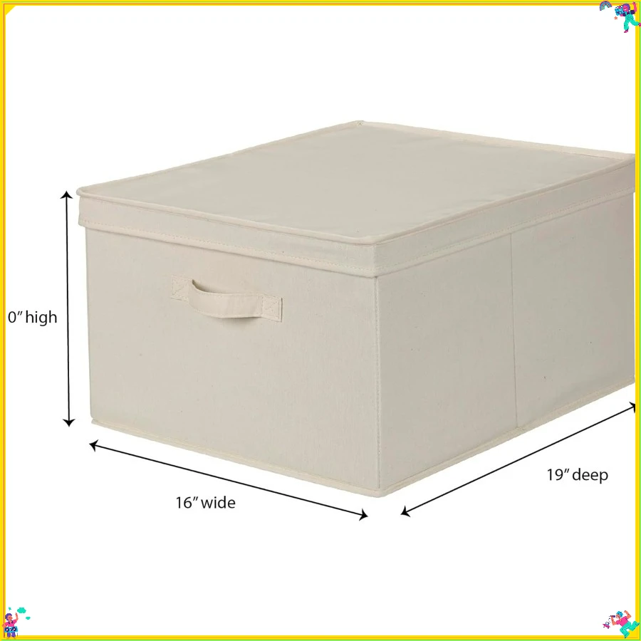 115 Storage Box with Lid and Handle | Natural Beige Canvas | Jumbo 19"L x 10"W x 16"H