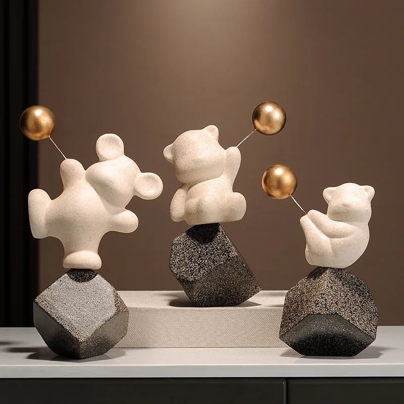 Stone to run, home TV cabinet decoration ornaments, living room wine cabinet balloon bear decoration, housewarming gifts
