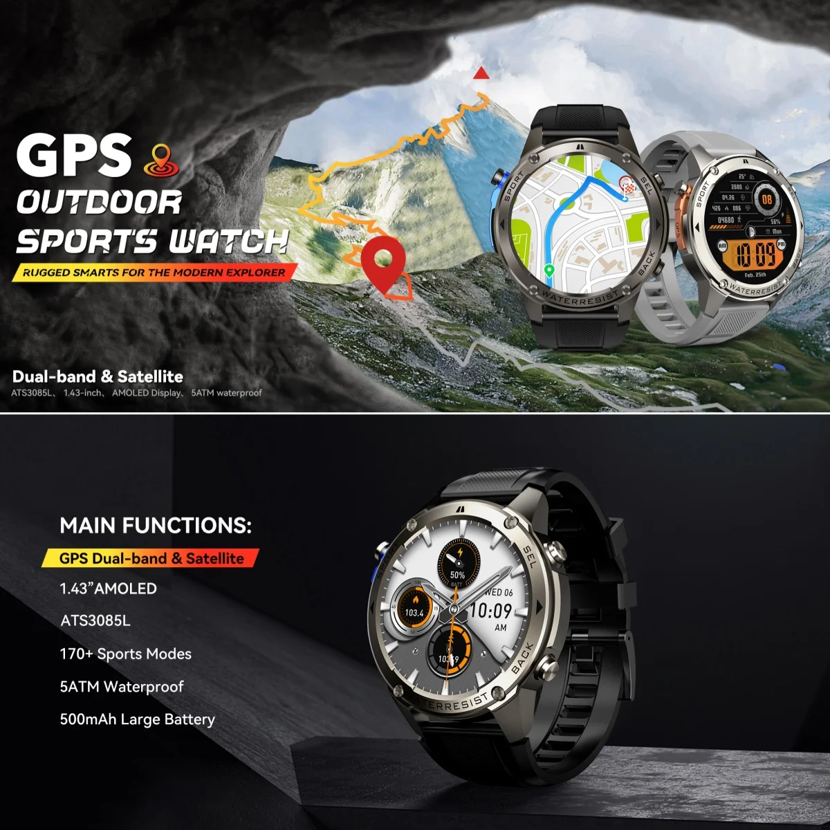 2025 New For Xiaomi IOS Outdoor Smart watch GPS Bluetooth Call 10ATM Waterproof Navigation Tracker men Sports Fitness Smartwatch