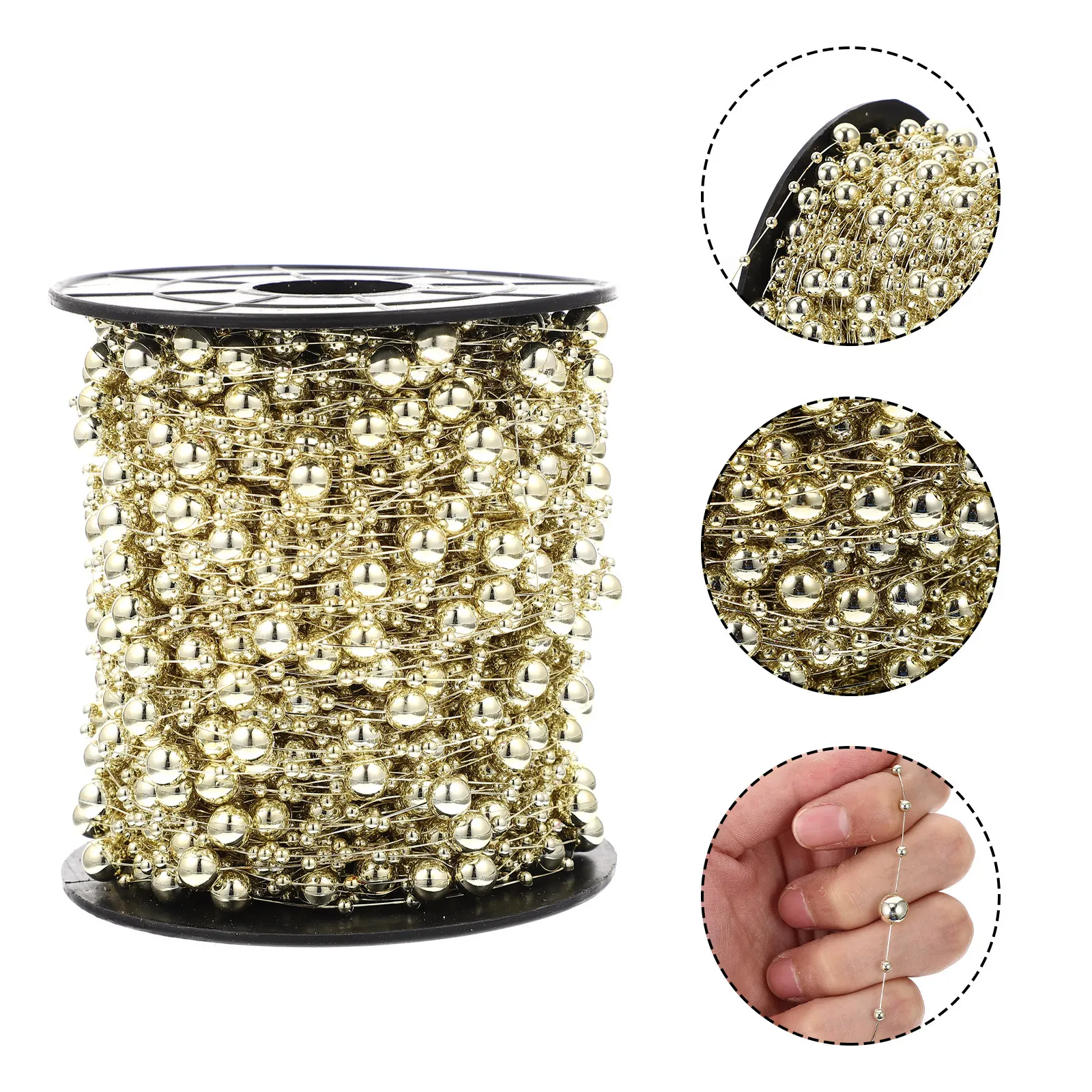 

1 Roll Pearl String for Bouquets Shiny Fake Bead Chain Wedding Party Layout DIY Craft Centerpiece Decoration ABS Pearl String