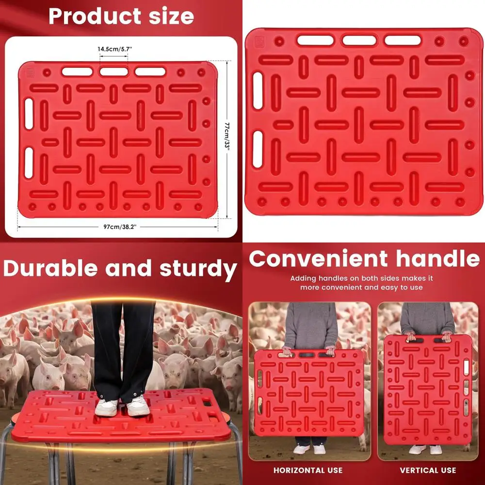 

Durable Lightweight Livestock Sorting Panel, 38L x 30W x 1.34H, Red, Suitable for Pigs, Cattle, Sheep, and Goats