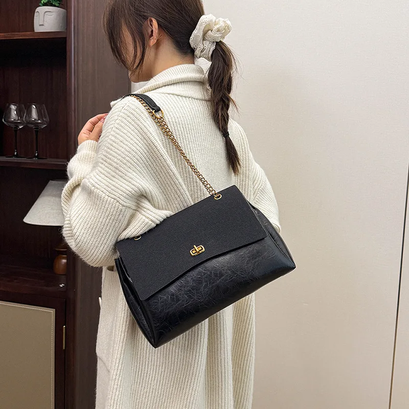 Tas Selempang Wanita Model Terbaru 2025, Kulit Asli, Multifungsi, Tas Bahu Vintage Chic, Kapasitas Besar