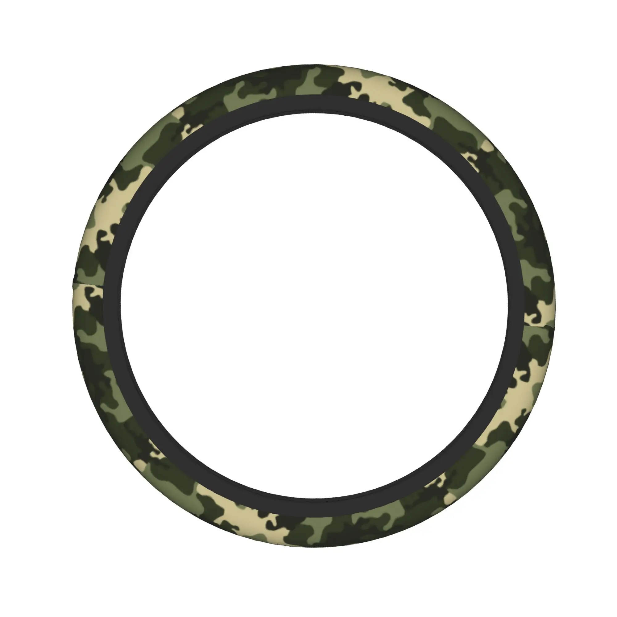 Green Camouflage Camo Car Steering Wheel Cover 37-38 Elastic  Steering Wheel Protective Cover Auto Decoration Car Accessories - view 2