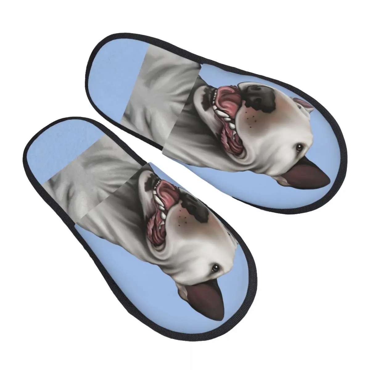 Animal Pet Puppy Bull Terrier Mommy Soft Scuff With Memory Foam Slippers Women Hotel House Shoes