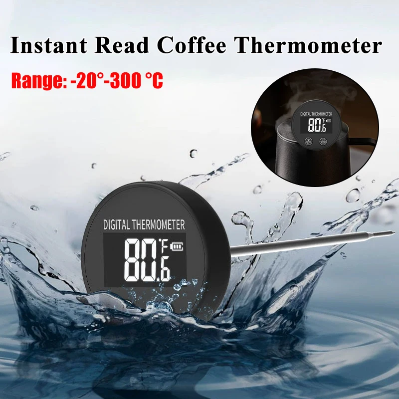 

-20-300 ° Цифровой термометр мгновенного считывания для молока, чая, кофе с датчиком из нержавеющей стали, водонепроницаемый, кухонные принадлежности