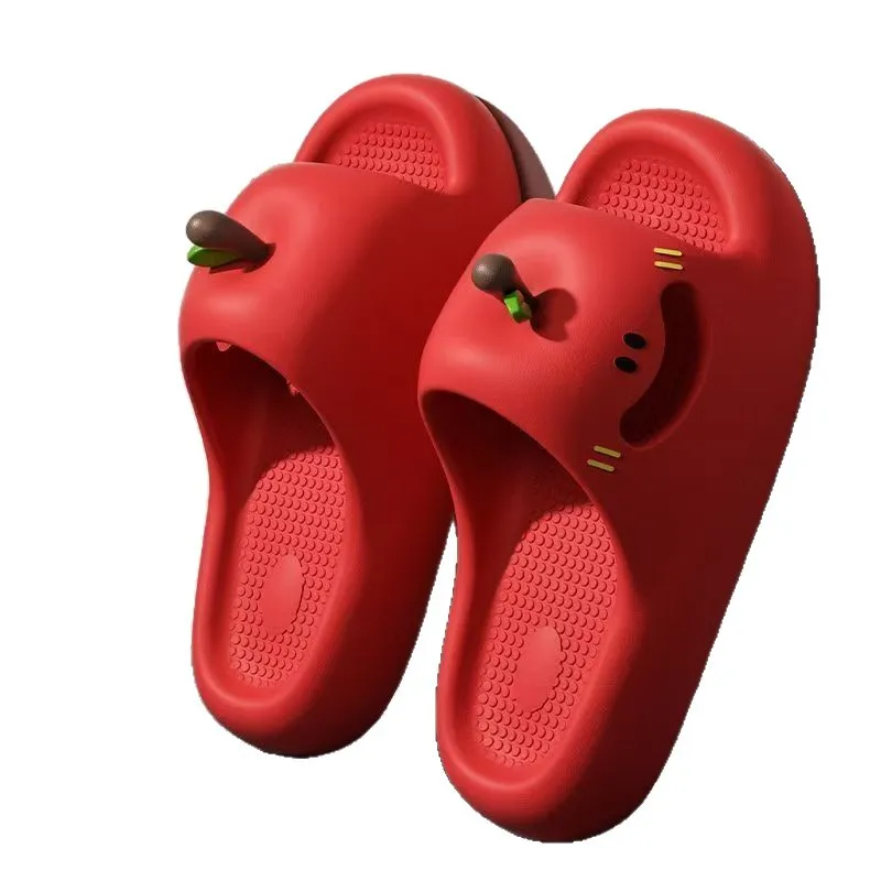 

Printting Cute Slides Women Slippers Apple Indoor Soft Cartoon Sandals Bathroom Anti-slip Outdoor Comfy Men Leisure Shoes Coupl