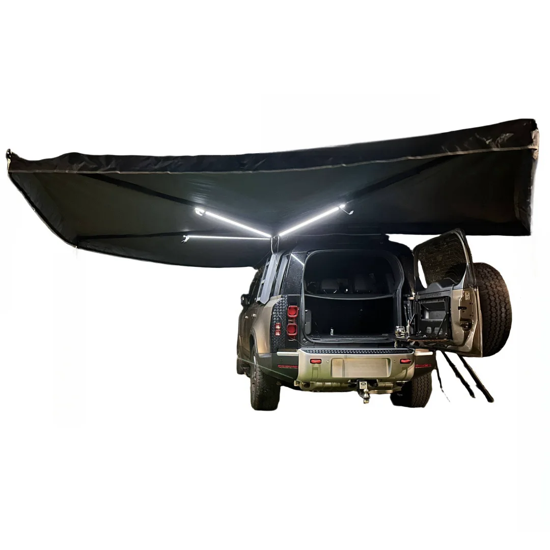 Australia Hot Sale Car Side Awning Off-Road 4x4 Aluminium 600D Oxford 270 Freestanding LED Awning Custom