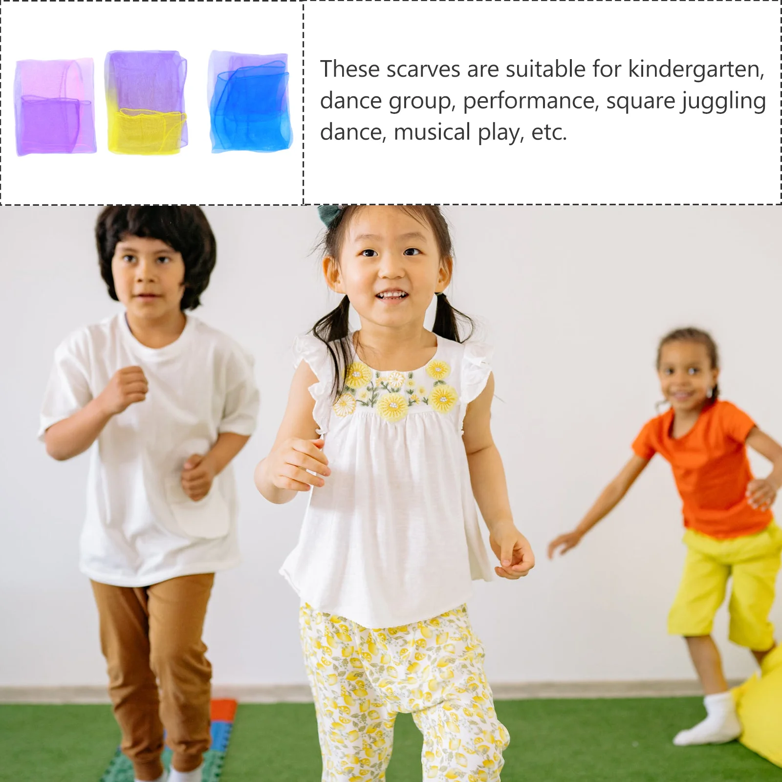 

30Pcs Gradient Color Scarf Kids Supple Small Scarf Dancing Square Juggling Musical Play Lightweight Daily Outfit Accessories