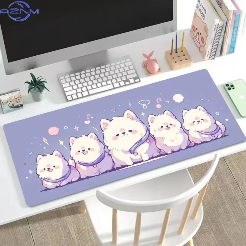 Kawaii Fluffy Puppy Group Mouse Pad, Waterproof Non‑Slip Mouse Mat for Study Gaming Desktop