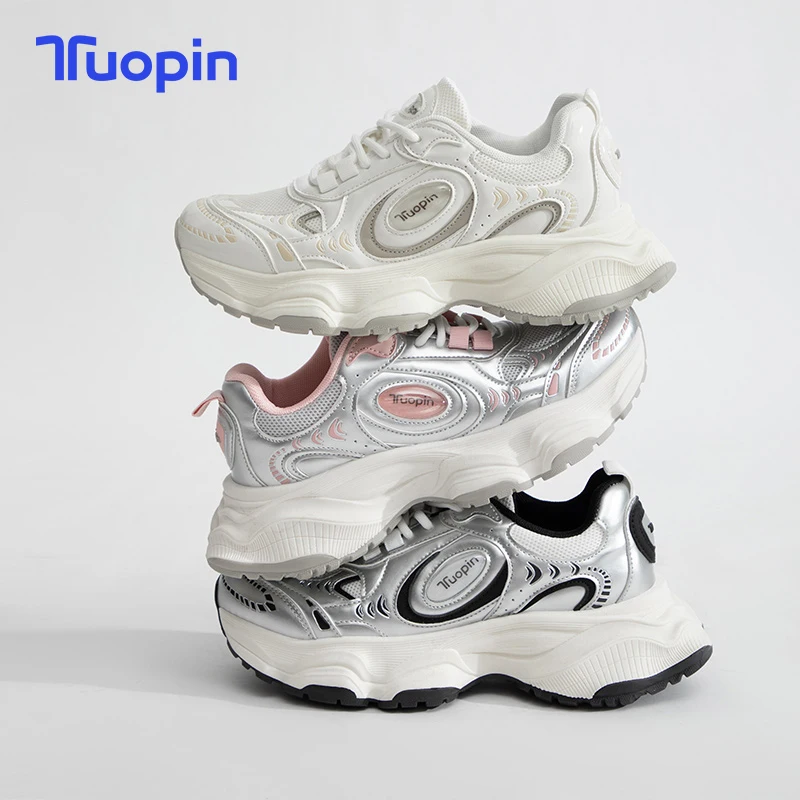 

Tuopin Thick-soled Silver Daddy Shoes for Women, Hot Street Casual Versatile Breathable Sports Shoes