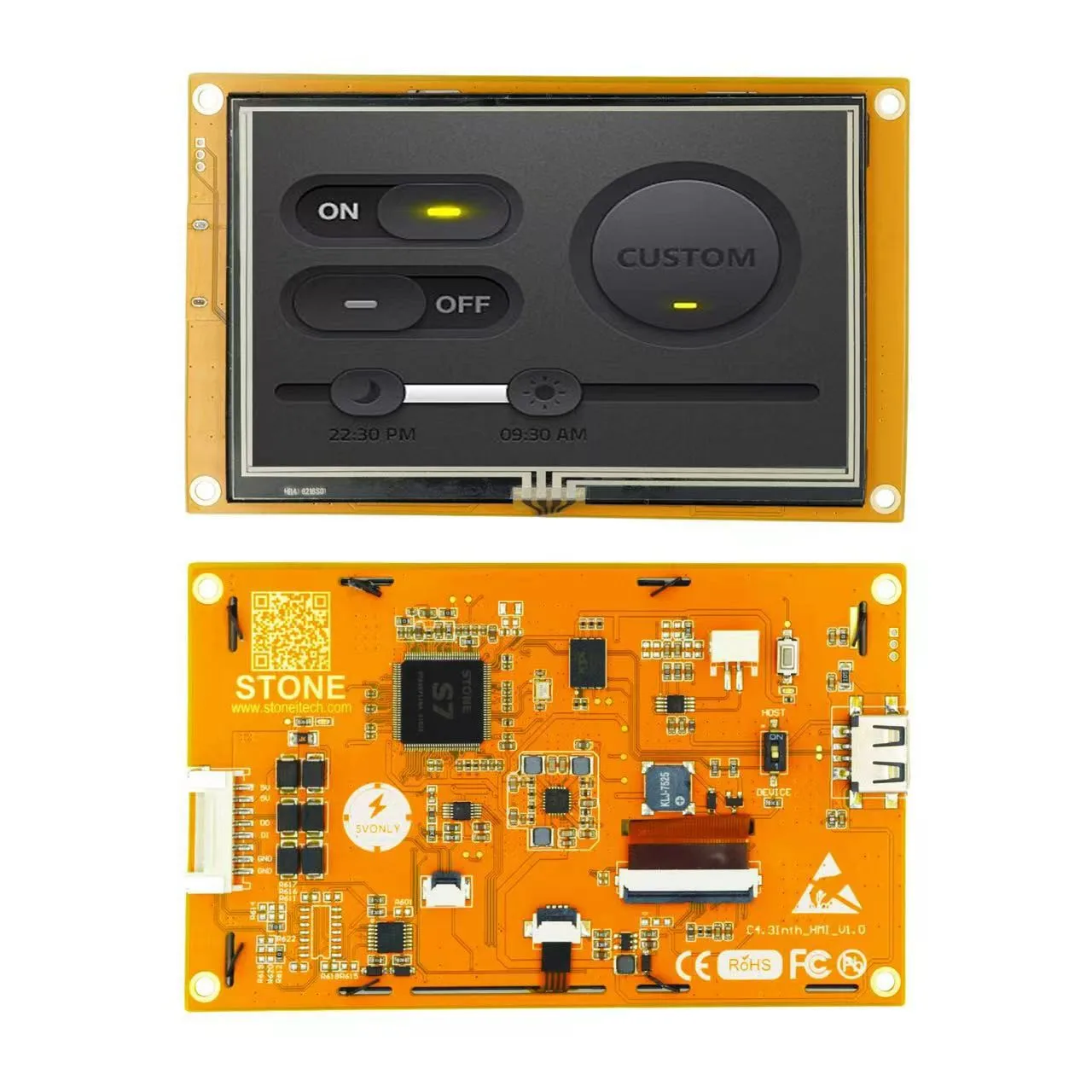 

4.3 inch HMI Serial LCD Display Module with Program + Touch Screen for Industrial Equipment Control STWC070LT-01