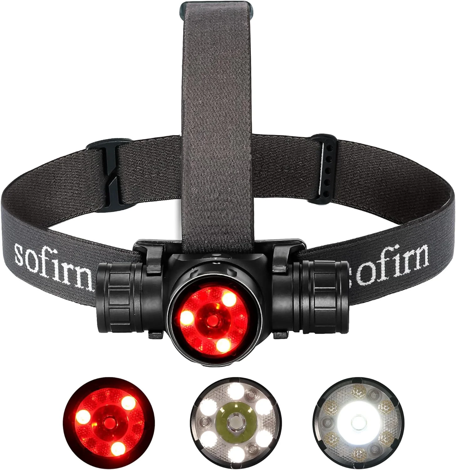 HS21 SFT40 LED 2000lm Red Headlamp 18650 USB C Rechargeable Flashlight Powerful Headlight with Infrared sensor