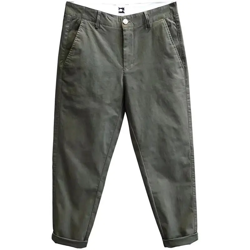 

Men's Casual Cotton Pants Spring Autumn Thin Pure Cotton Workwear Trendy Nine-Piece Long Trousers Straight Leg Jeans