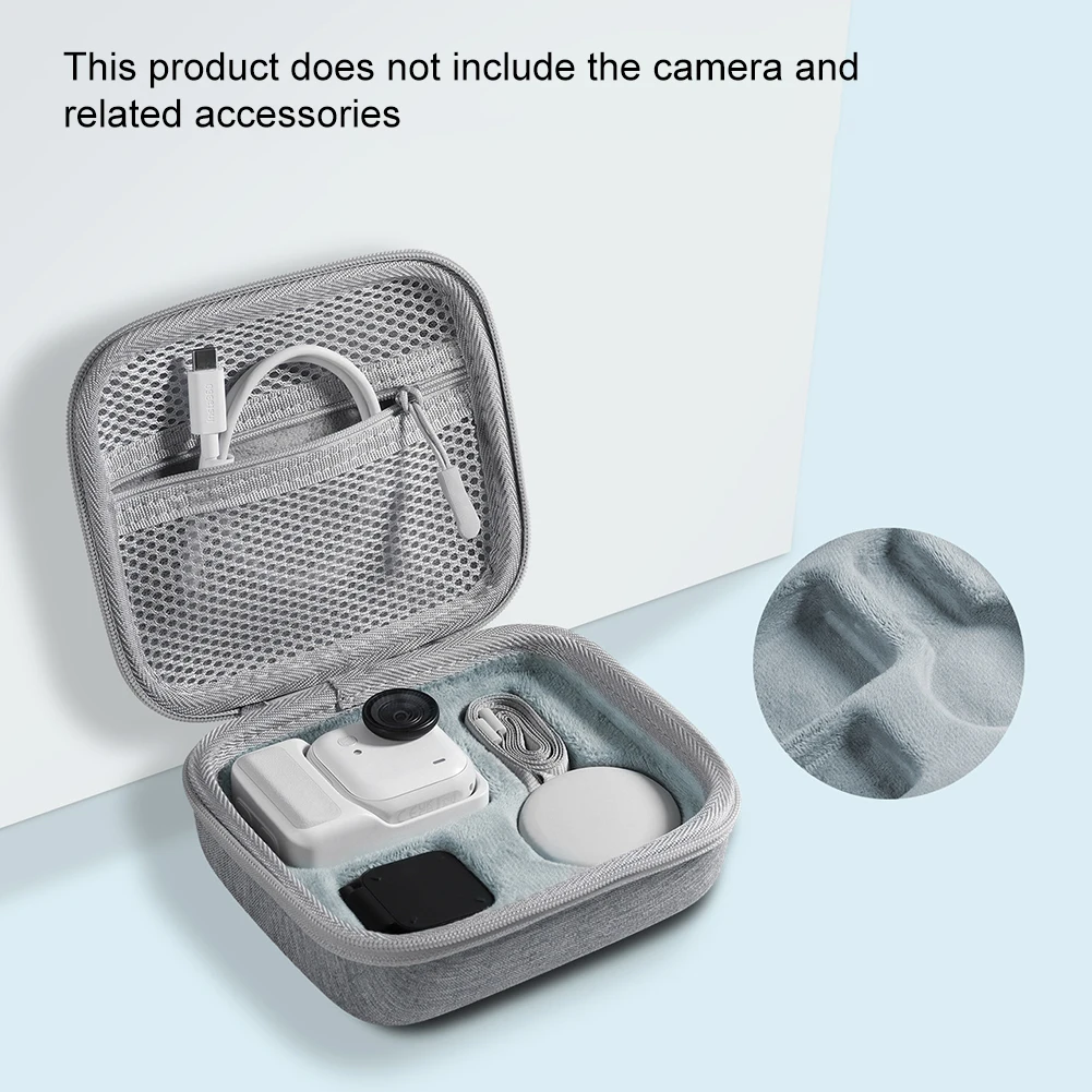 

Action Camera Carrying Case For Insta360 Go Ultra Action Camera Woven Fabric EVA Velvet Pile Lining Wristband Carrying Case