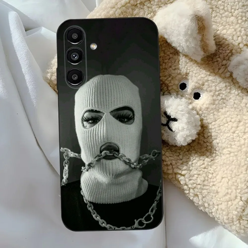 Masked Thug Life Teared Girl  Phone Case For Samsung S24,23,22,30,21,10,9,Ultra,Plus,Lite,FE,5G Black Soft Case