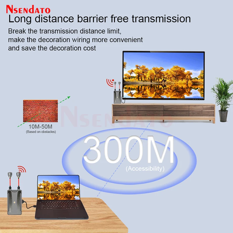 Penerima transmiter HDMI nirkabel 300m, Wifi, ekstender HDMI, tampilan Video Audio, mendukung baterai NP-F untuk kamera PC Laptop ke TV
