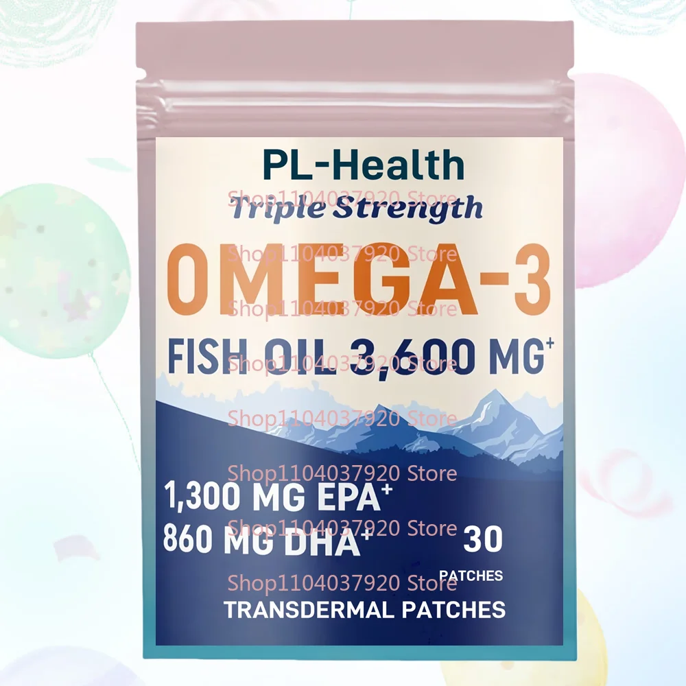 

30 трансдермальных пластырей с рыбьим жиром Омега-3 (EPA и DHA) для поддержки здоровья сердца, мозга и глаз