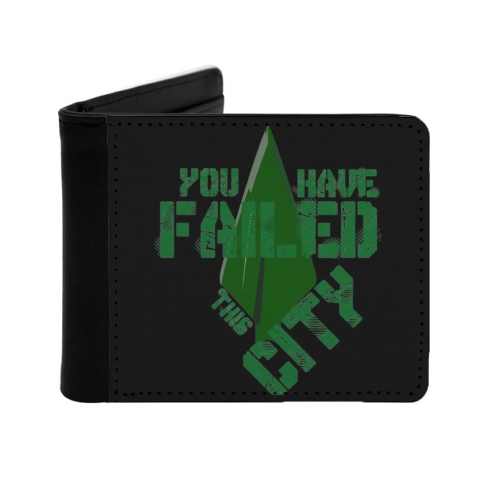 You Have falled This City billeteras de cuero Pu Unisex, monederos, monedero en efectivo, billetera para tarjetas de crédito, flecha verde, Oliver Queen