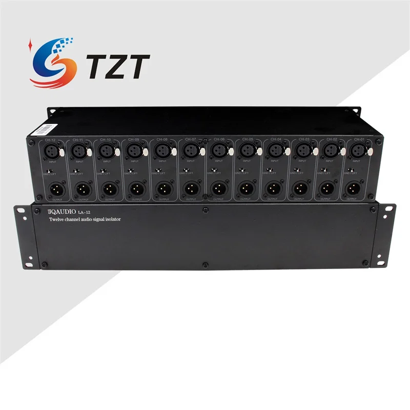 TZT LA-12 Rack-mount Version 12-Channel Audio Signal Isolator 12-IN 12-OUT Audio Noise Cancellation
