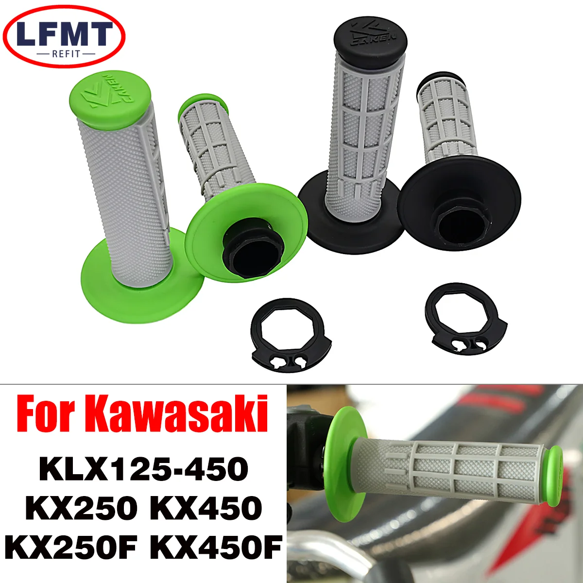 

Motorcycle Handlebar Lock-on Grips Throttle Tube For KAWASAKI KX250F KX450F KLX450R KLX150S KLX125 1993-2019 2020 2021 Dirt bike