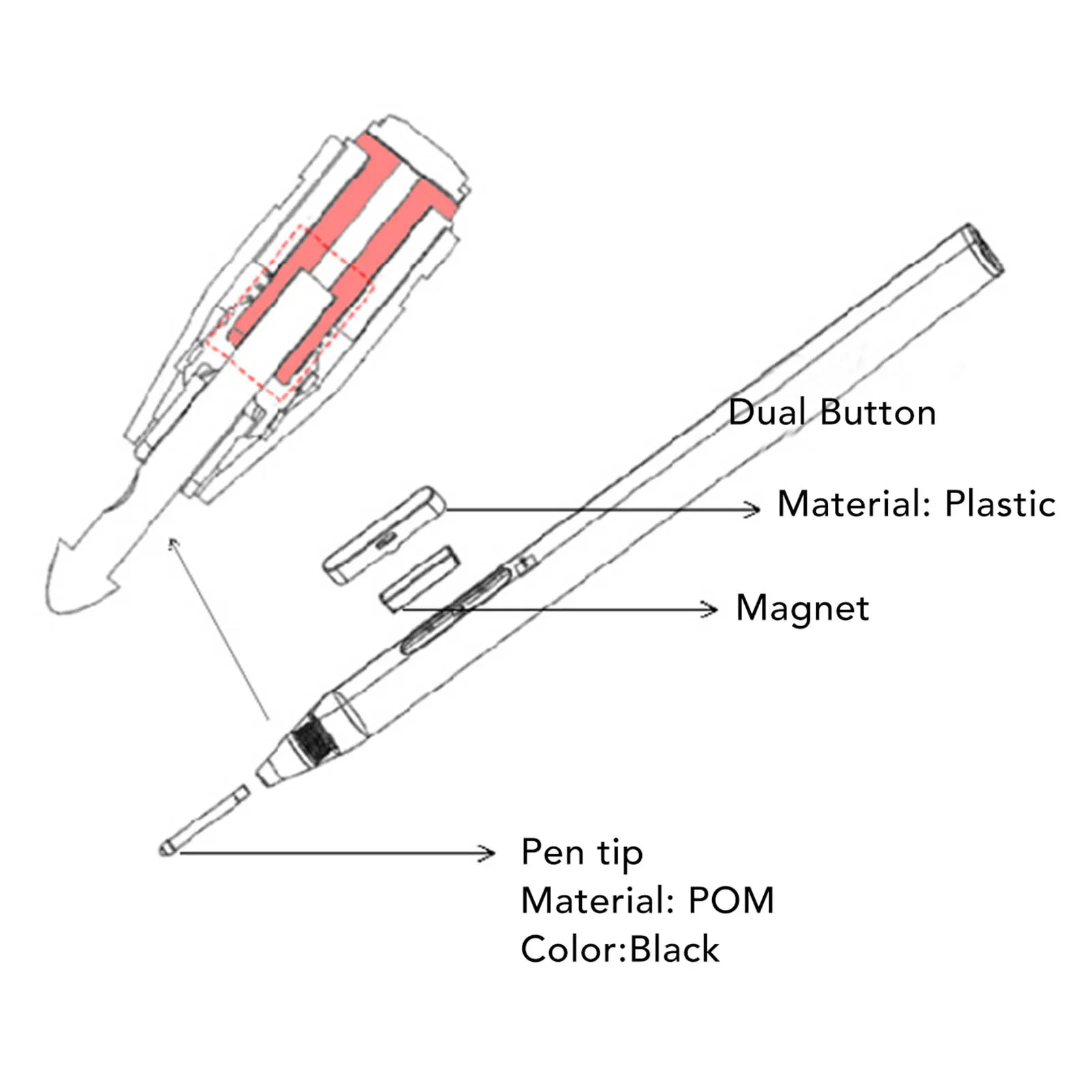 Pen MPP2.0 4096 Pressure Levels Magnetic  Pen Easy  with 2 Replacement Nips for 14m Ba0xx for Pro 3 Pro 4