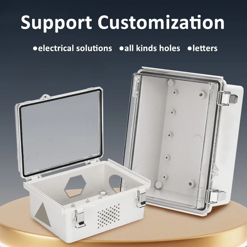 IP67 Waterproof Gray/Transparent Cover Enclosure Junction Box ABS Plastic Outdoor Electronic Instrument Hinge Case Fast Shipping