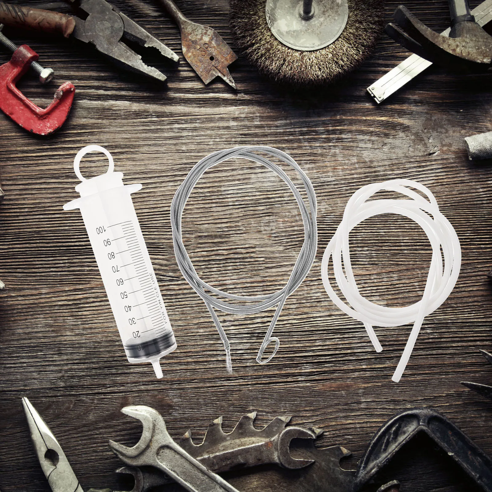 

1Set Car Sunroof Drain Unclogger Kit Syringe Brush Tube Flexible Drainage Dredging Clog Remover Tool Tube Cleaning Brush