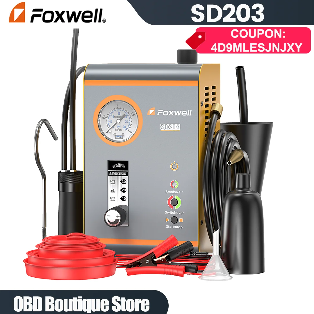 

FOXWELL SD203 Car Smoke Leak Detector With Air Pump 12V EVAP Vacuum Tester Fuel Pipe Leakage Locator Car Diagnostic Tools