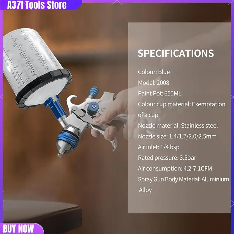 

HVLP Gravity-Fed Air Spray-Gun With 1.4/1.7/2.0/2.5 Mm Nozzles And 650 Cc Mixing Cups, Automotive Paint Sprayer-[A37I]