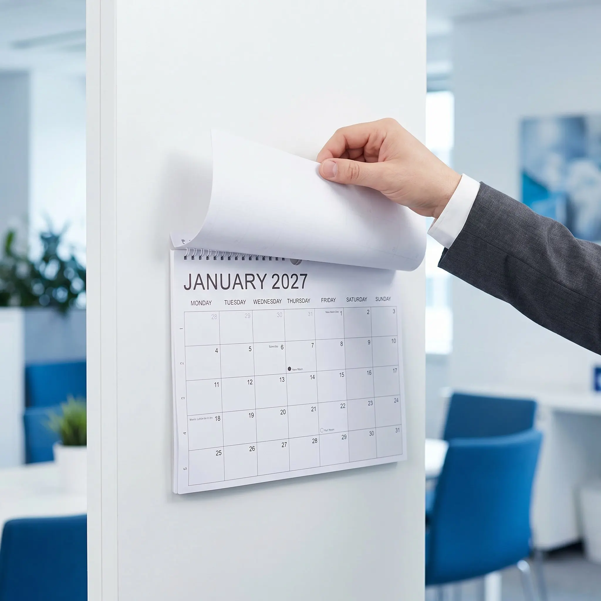 Wall Calendar 2027-2028 Large Format Monthly Landscape Calendar Twin Wire Binding Dual Month View Office Family Scheduler