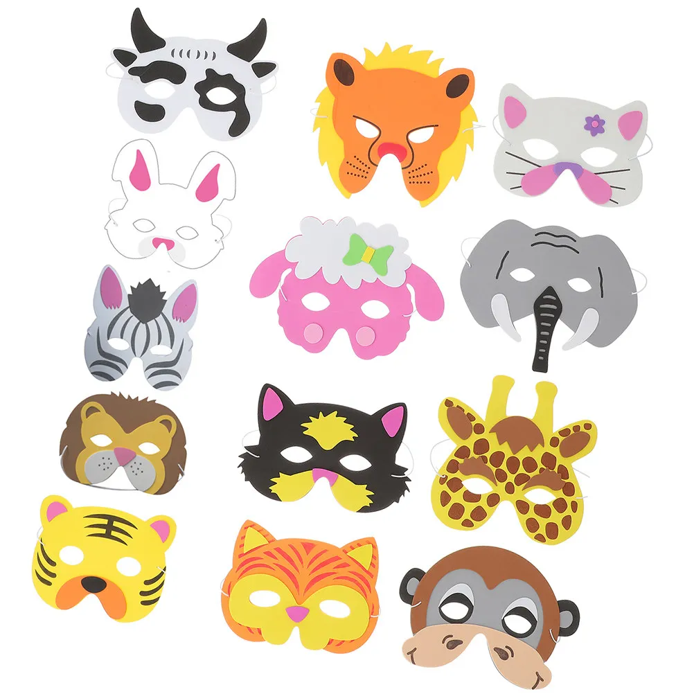 13Pcs Animal Mask Lifelike Cartoon Design Reusable Cosplay Masks Party Festival Decorative Animal Face Delicate Party Mask