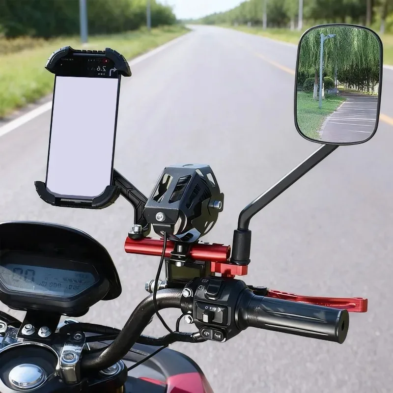 Braket Ekstender Penyangga Cermin Belakang Multifungsi dari Aluminium untuk Sepeda Motor, Skuter, ATV, Penyangga Lampu Sorot, dan Tempat Ponsel
