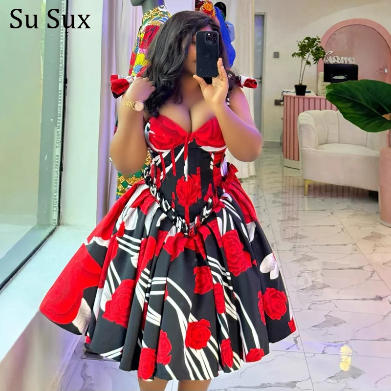 

African Party Dresses For Women 2025 Summer Evening Africa Clothing Sexy Deep V Neck Sleeveless Dress Vestidos Robe