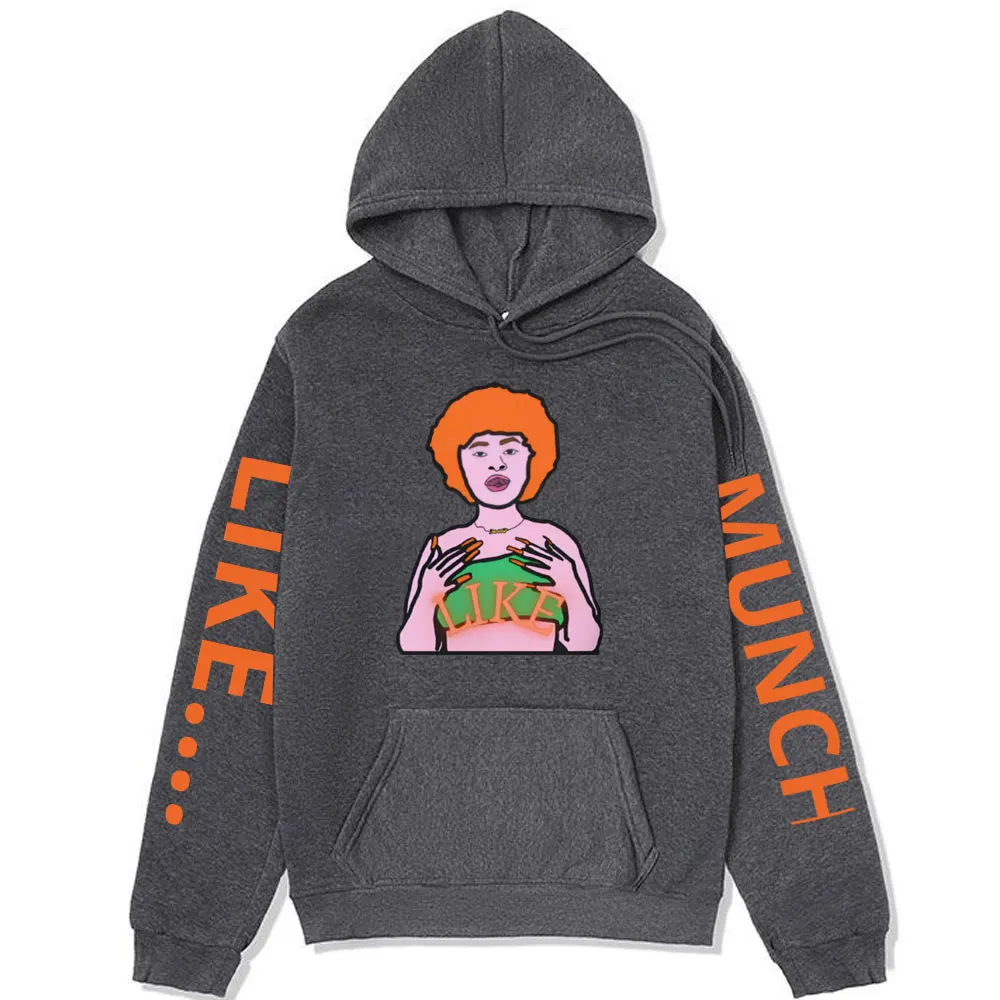 Rapper Ice Spice Certified Munch Print Hoodie Hip Hop Harajuku Sweatshirts Oversized Long Sleeve Fleece Hoodies Pullover Unisex