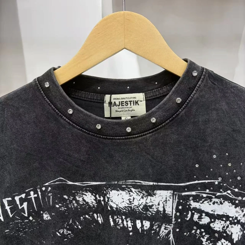 Schwarzes Grafik-Tanktop für Herren Sommer Gothic-Kleidung Distressed Ärmelloses T-Shirt Vintage Strass-Nieten Hip-Hop-Weste – Detail 5