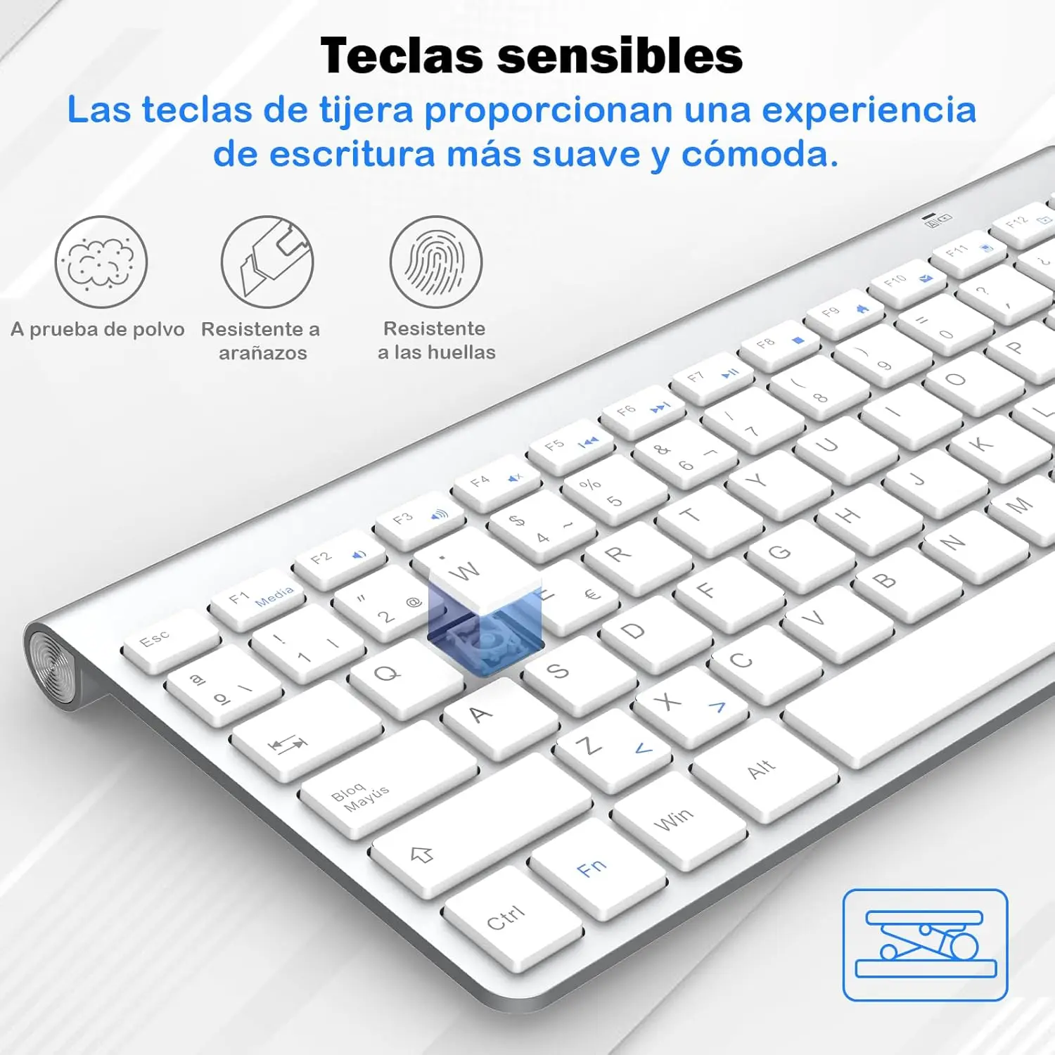 2.4G Slim Spanish Layout Wireless Keyboard Mouse Combo Multimedia hotkeys Compact Quiet Energy Saving for Windows Laptop PC Use