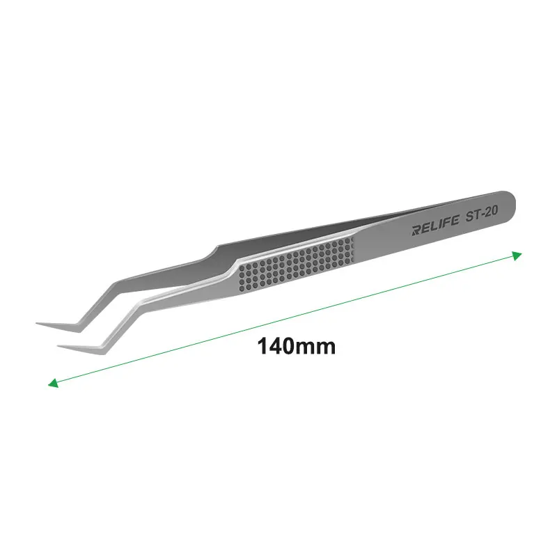 RELIFE ST-20 Tin Planting Tweezers Corrosion-Resistant Tools for Soldering and IC Chip Micro-repair Pliers Stainless Steel