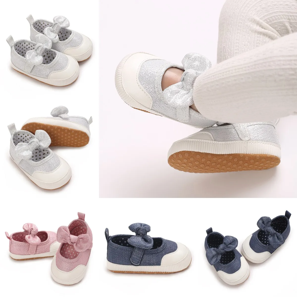 

0-18 Months Newborn Girl Shoes First Walker Baby Shoes Soft Non Slip Sole Lovely Bow Princess shoes