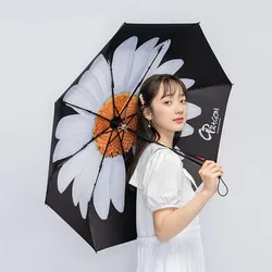 Fashion Hot Sunny and Rainy Dual Use Automatic Button Umbrella Sun Protection Sunscreen Folding Umbrella