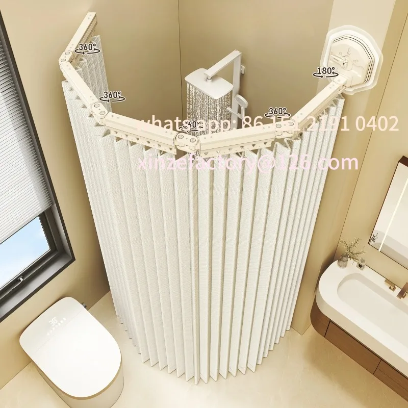 

Customizable Auto-Fold Shower Curtain with Suction Cups, Bathroom Partition for Separation, Premium Invisible