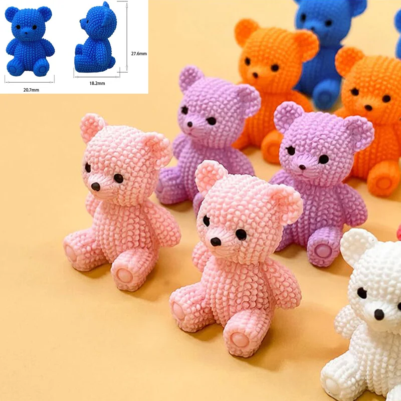 1PC miniature di orso di simulazione stereo in tinta unita orso seduto ornamento creativo decorazione del desktop gioielli fai da te animale carino