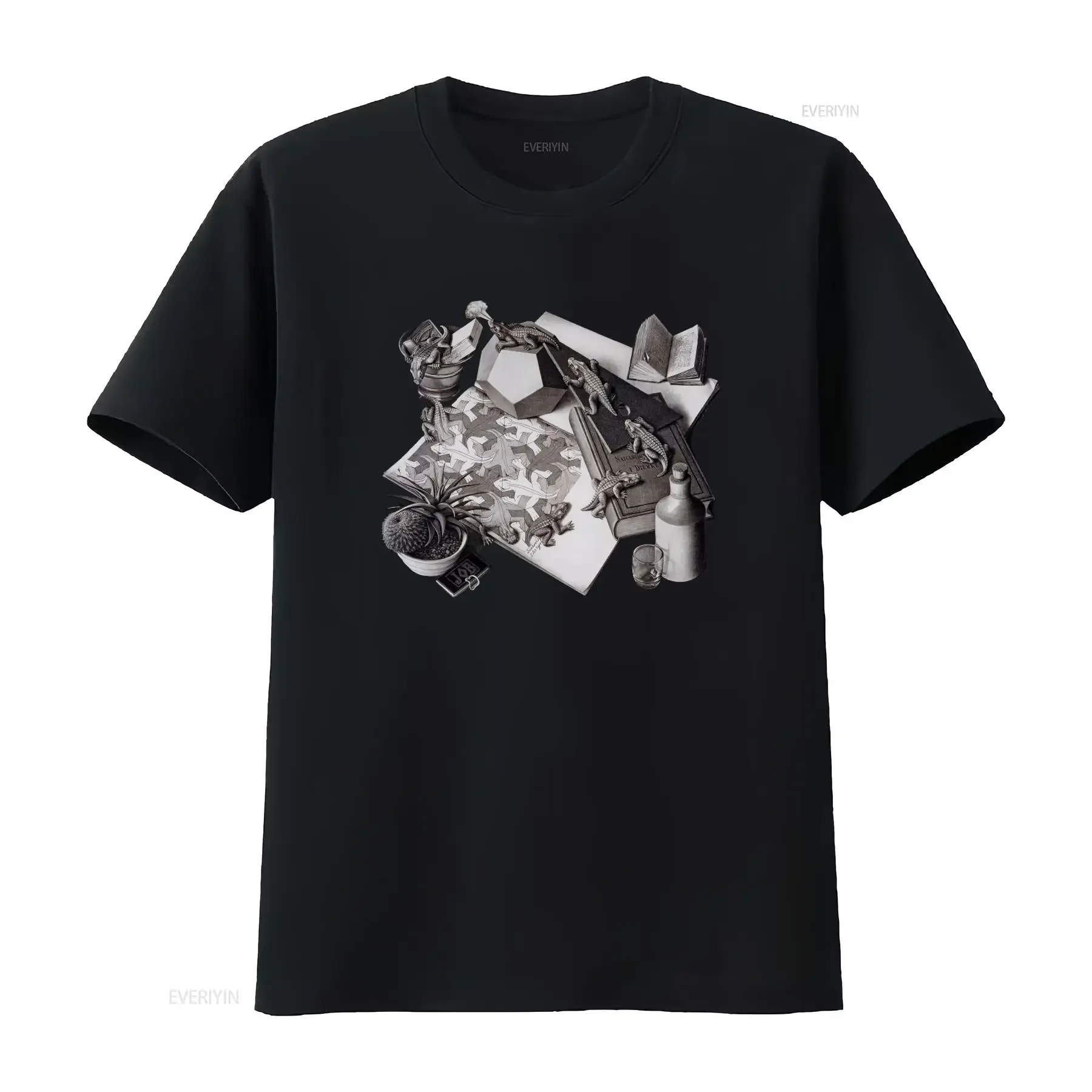 1991 Vintage MC Escher Heirs Cordon Art Baarn Holland White Lizard T Shirt vintage Washed designer clothes Soft Stretched homme